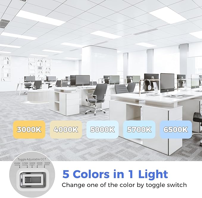 AIKVSXER 20 Pack 2x4 LED Flat Panel Light - Selectable 5 CCT 3000K-6500K & 5 Wattage 30-70W 7700Lm 0-10V Dimmable 2x4 led Drop Ceiling Lights 120-277V for Commercial and Home