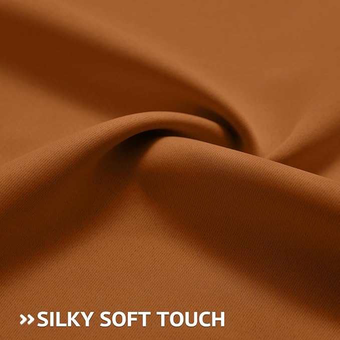 COSVIYA Grommet Blackout Room Darkening Brunt Orange Curtains 96 inch | Thick - Image 5