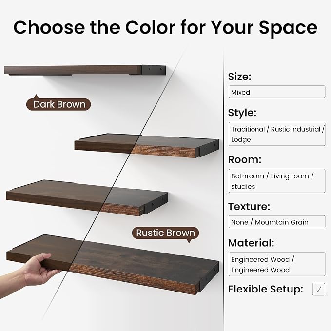 BAYKA Floating Shelves for Wall, Book Shelf for Bedroom, Wall Decor Shelves for - Image 6