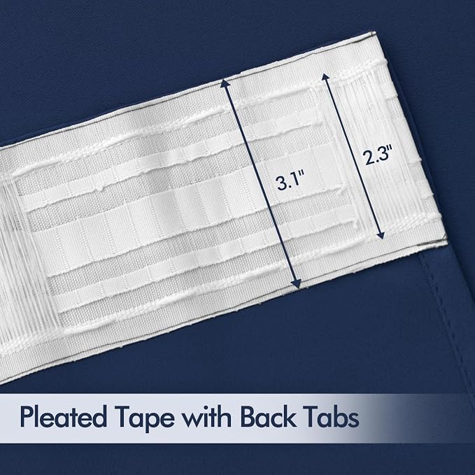 MIULEE Navy Blue Back Tab Blackout Curtains 52x108 Inch Long 2 Panels Set | Rod - Image 4
