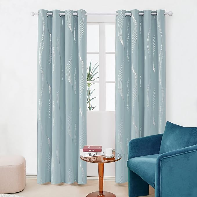 Deconovo Curtains for Living Room, Pattern Blackout Curtains 108 Inch Long | - Image 2