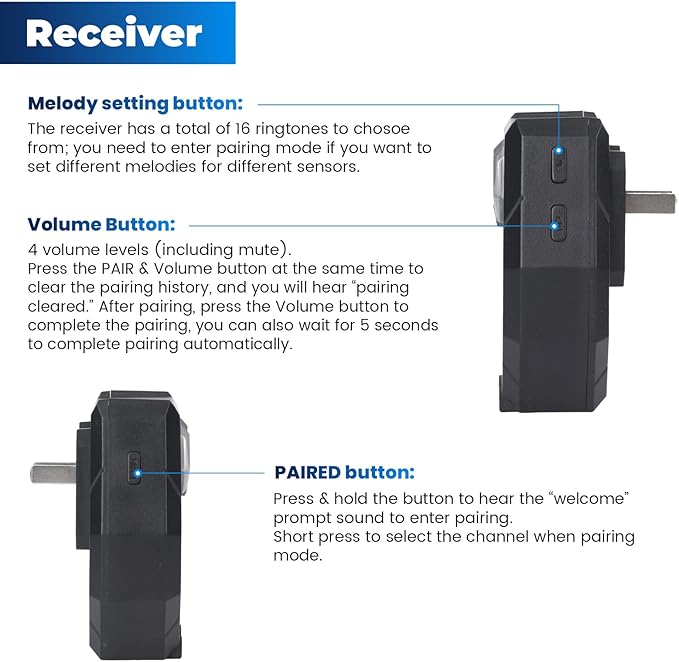 Solar Driveway Alarm Wireless Outside Weatherproof 1/2 Mile Long Range, Outdoor Motion Sensor Detector Alarm Driveway Alert System with Rechargeable Battery/Expandable (3 Sensor &1 Receiver Set)