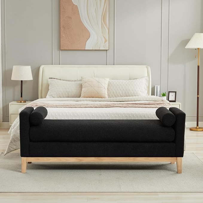 66.34" End of Bed Bench Boucle Fabric Long King Size Bench, Window Bench. - Image 7