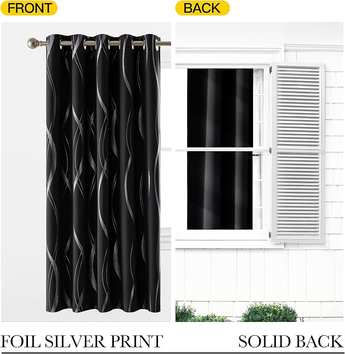NICETOWN Black Blackout Patterned Curtain - Image 4