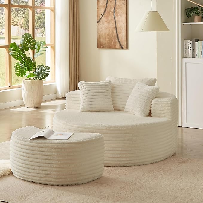 55'' Oversized Round Chair Lounge Chaise Indoor - Image 3