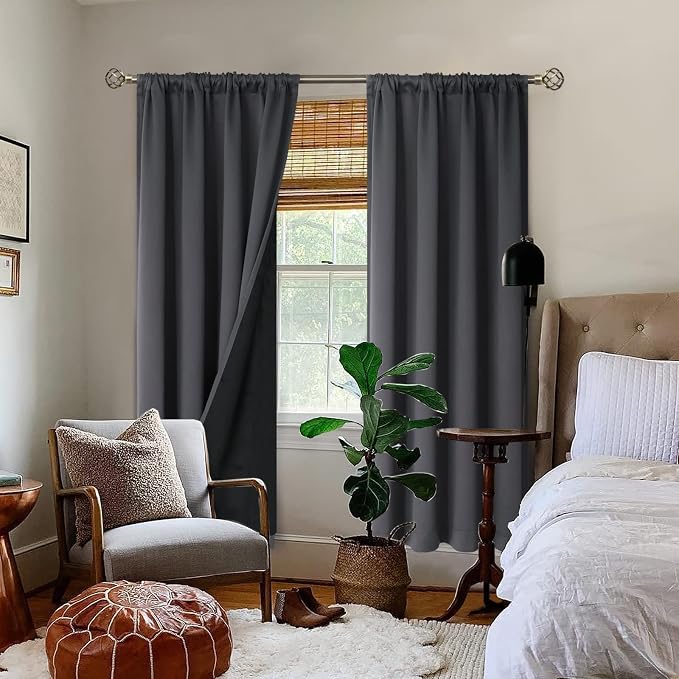 BGment Dark Grey 100% Blackout Curtains - Image 2