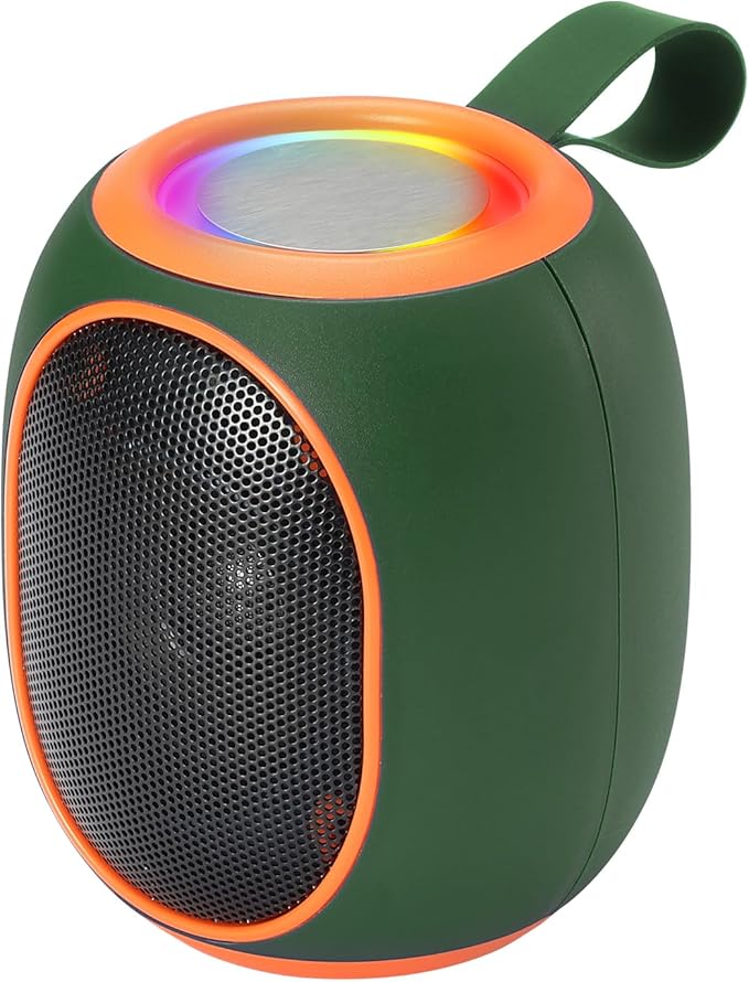 Portable Bluetooth Speaker – 8W HD audio quality, TWS stereo pairing, LED light show, compact and portable, suitable for outdoor use, can be used in cars, travel and parties, a cool teen gift(Green)