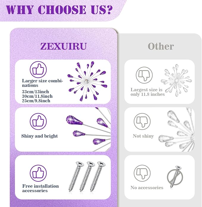 ZEXUIRU 4 Set Silver Starburst Wall Art - Image 7