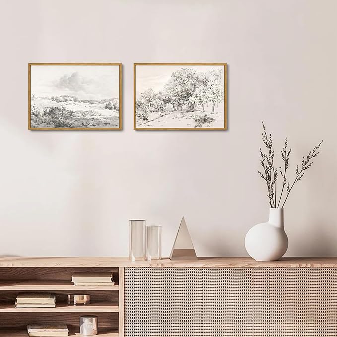 OIQArtOIQ Vintage Landscape Canvas Wall Art Framed Natural Scenery Painting - Image 6