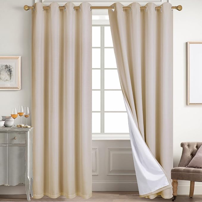 Diraysid 100% Blackout Curtains Beige Linen Curtains by Diraysid%2C+refresh+your+life