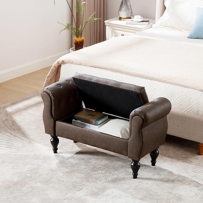 Storage Bench for End of Bed Bedroom, 39.7" Modern Ottoman Bench - Image 8