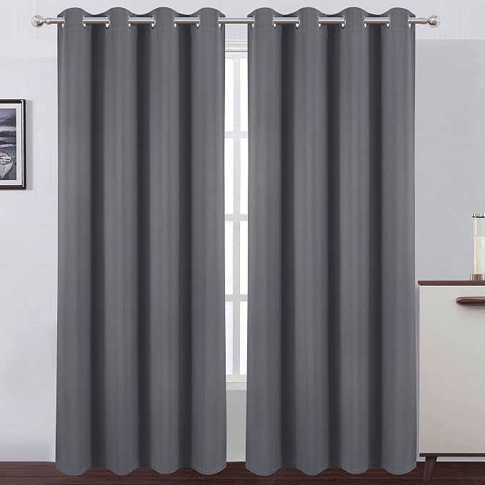 100% Blackout Curtains 52 x 95 Inch/Grey Curtains 2 Panels - Image 2