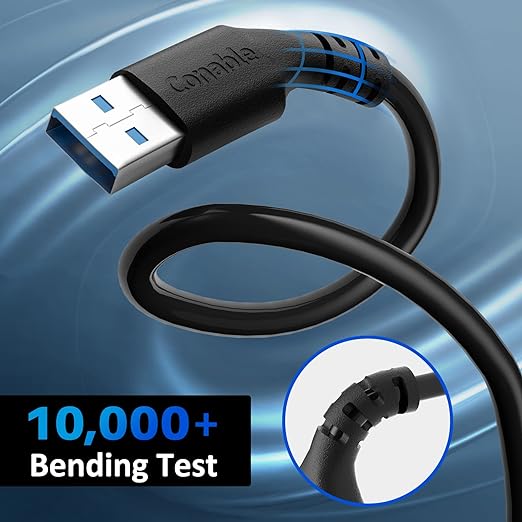 Short USB 3.0 Male to Male Cord, 2 ft Type A, 5Gbps Data Transfer for Hard Drive, Laptop, DVD Player, USB 3.0 Hub, Monitor, Camera, Set Top Box with 5 Cable Ties