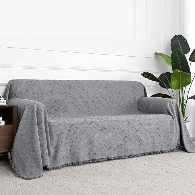 MYSKY HOME Couch Cover Sofa Covers for 3 Cushion Couch Sofa Protector Sectional Sofa Couch Cover for Pets Sofa Throws Living Room Geometrical Sofa Slipcovers for Dogs (XXX-Large, 91" x 150", Grey)