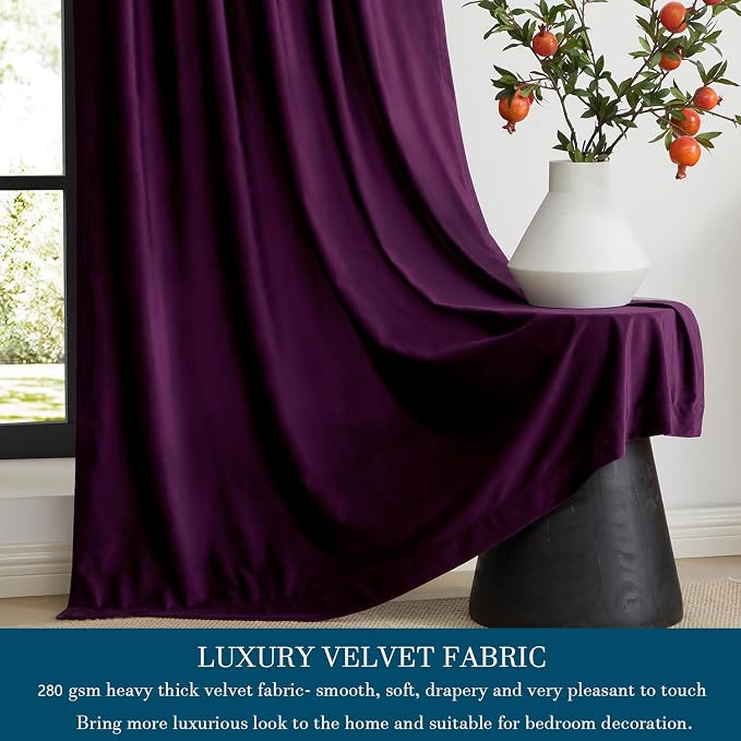 PRIMROSE Purple Velvet Curtains 108 inch Long - Image 3
