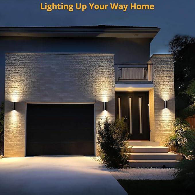 wowlite Outdoor Wall Light, Exterior Lighting, Matte Black Waterproof Wall Mount Cylinder Design, Up Down Light Fixture for Porch, Backyard and Patio, 1 Pack