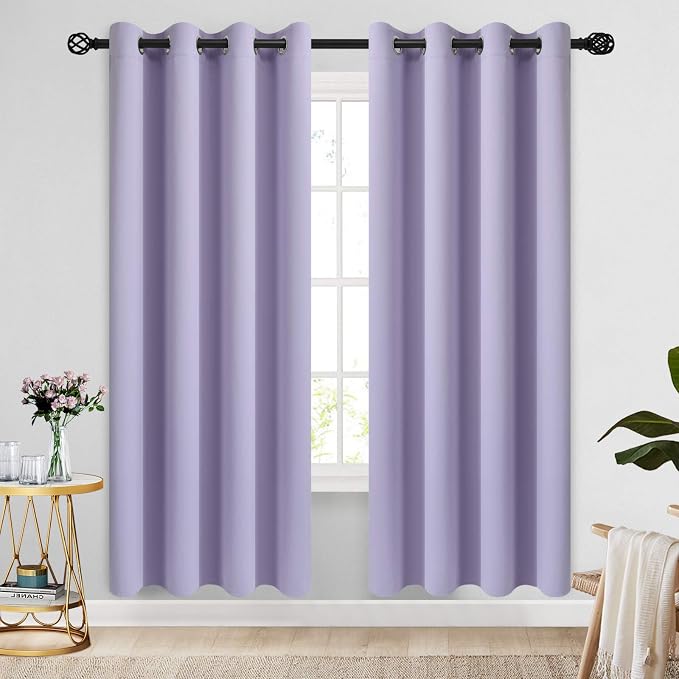 COSVIYA Grommet Blackout Room Darkening Lilac Curtains 72 inch Length | Thick by COSVIYA