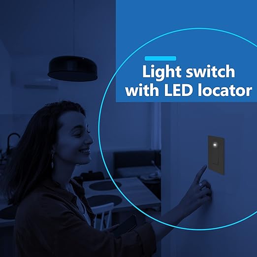 LIDER Minimalist Design Matte Finish Lighted Decorator Switch, Frameless Paddle Light Switch with Locator Light, Grounding Screw, 15A 125V, UL Listed, LS15-1P-I5P, Ivory, 5 Pack