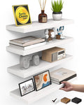 BAYKA White Floating Shelves 15.7in, Wall Mount Rustic Wood Shelf | Easy Install by Bayka