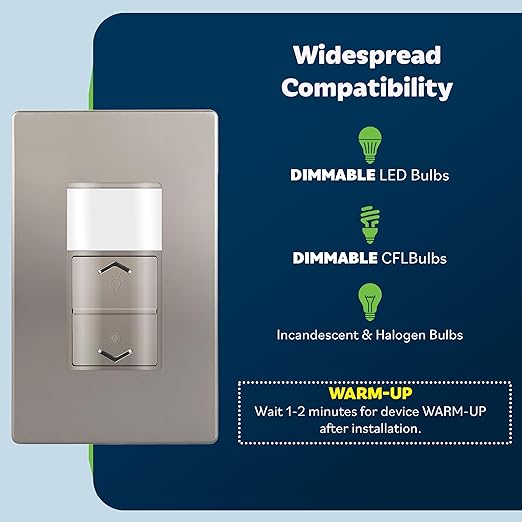 TOPGREENER Motion Sensor Light Switch Dimmer, Electronic Dimmer with PIR Motion Sensor, Occupancy & Vacancy Modes, 150W LED/CFL, Single-Pole, UL Listed, TDODS5-120-NK, Nickel…