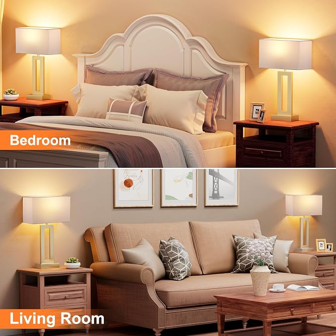 Seealle Nightstand Table Lamps for Bedrooms Set of 2 - Image 5
