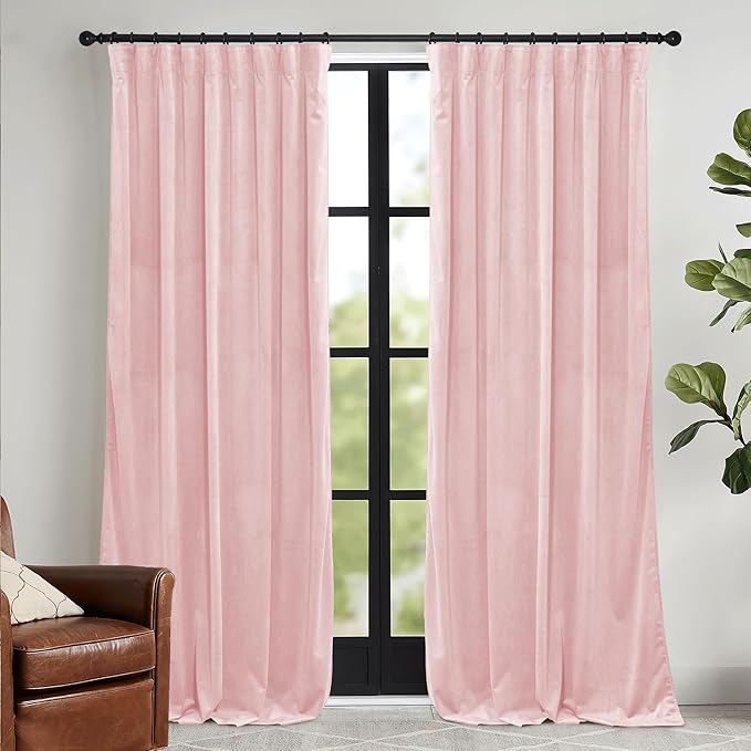 RYB HOME Baby Pink Velvet Curtains by RYBHOME