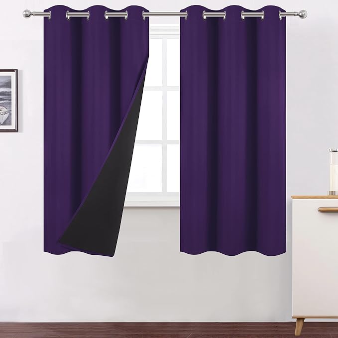 100% Blackout Curtains 40 x 63 Inch/Purple Curtains 2 Panels by Lemomo