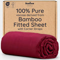 Bambaw 100% Viscose Derived from Bamboo Fitted Sheet Twin Size, Cooling Fitted Sheet Twin Size, 15’’ Deep Pocket Twin Size Fitted Sheets Only, Breathable & Soft Fitted Sheet Only (Burgundy)