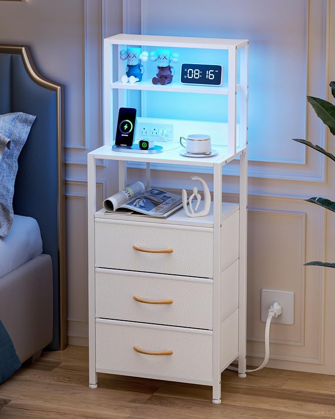 Tall Night Stand, LED Bed Side Tables - Image 6