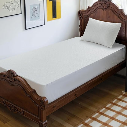 Waterproof Mattress Protector Twin Mattress Pad, Deep Stretchable Pocket Bed Cover, Machine Washable Soft Breathable Noiseless Mattress Protection for Household Guest Bedroom Home Hotel