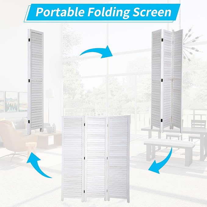 BLKMTY Room Divider 3 Panel Privacy Screen Folding Screen 5.6ft Tall Wood - Image 3