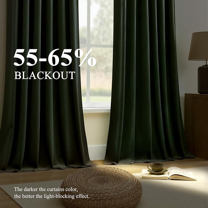 Sage Green Velvet Blackout Curtains 102 Inches - Image 2