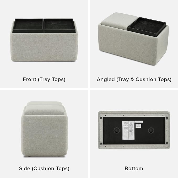 mopio Levi Storage Bench with Reversible Tray, Modern Storage Coffee Table - Image 8
