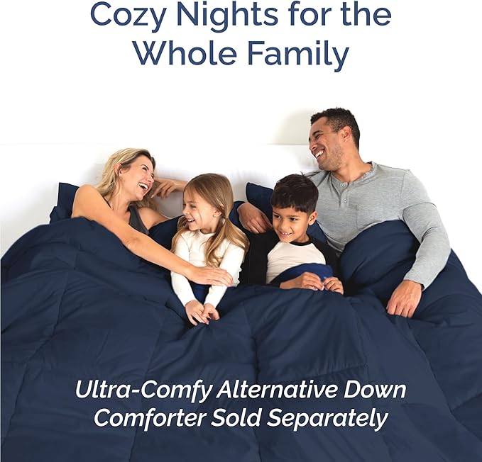 Full 6 Piece Sheet Set - Cooling, Comfy & Breathable - Hotel Luxury Bedding, Includes Fitted Sheet for Women, Men, Kids & Teens - 1 Flat, 1 Fitted Sheet, 4 Pillowcases with Deep Pockets - Navy Blue