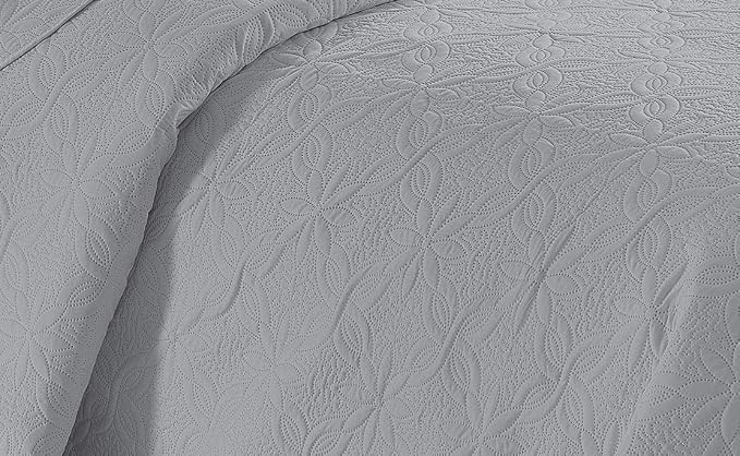 Fancy Linen 3pc Embossed Coverlet Bedspread Set Oversized Bed Cover Solid - Image 2