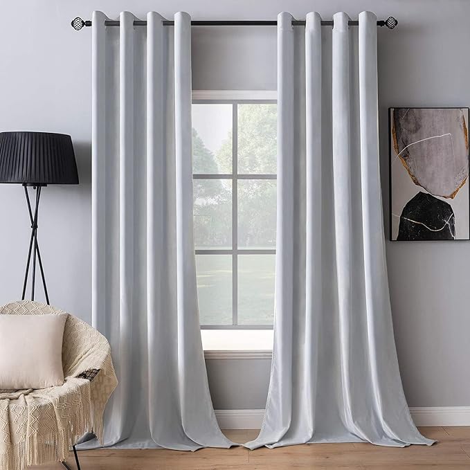 MIULEE Velvet Curtains Greyish White 52 x 72 Inch Length Set of 2 | Grommet by MIULEE