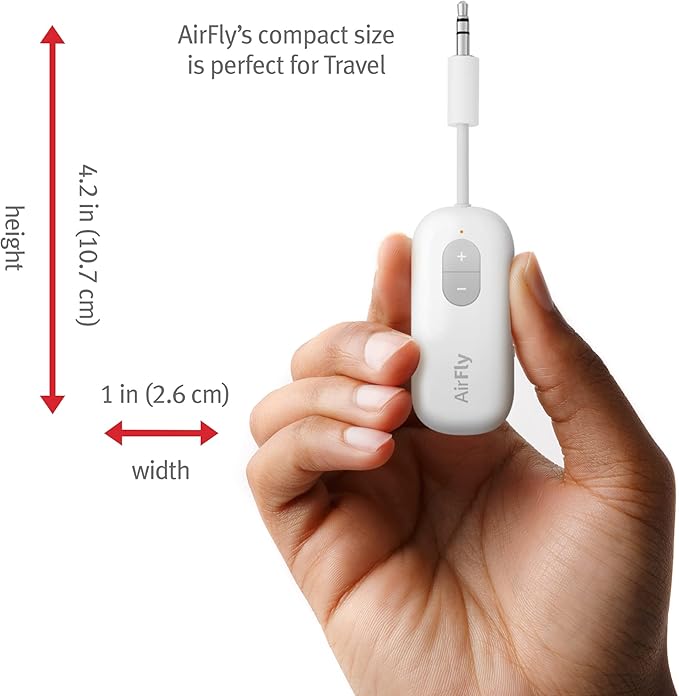 Twelve South AirFly SE | Bluetooth Wireless Audio Transmitter Adapter for AirPods/Headphones, 20+ Hr Battery, Works with 3.5mm aux Jacks on Airplanes, TVs, Gym Equipment, and Travel