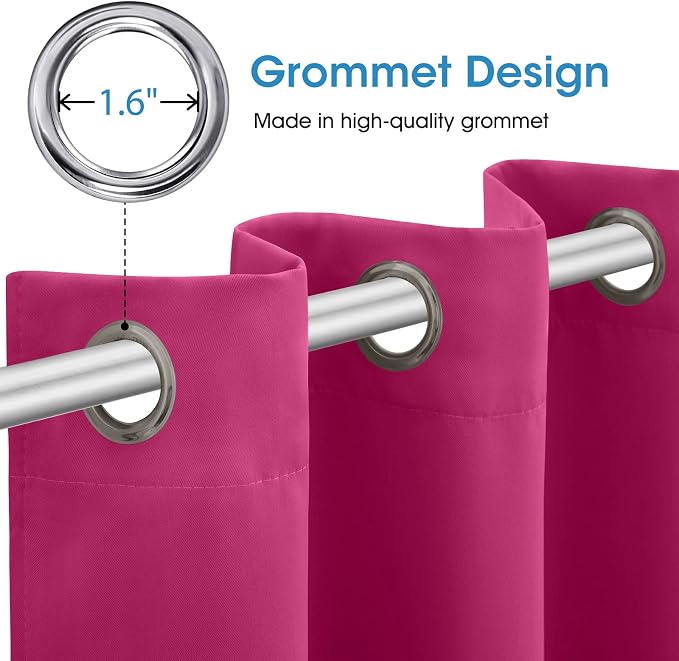 HOMEIDEAS Raspberry Blackout Curtains, Hot Pink Curtains - Image 4