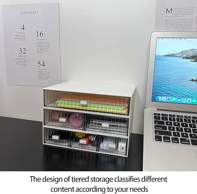Desk Drawer Organizer, Stackable Plastic Storage Drawer, Red, 1 Compartment