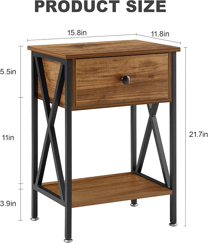 VECELO Nightstands Set of 2, Modern Bedside End Tables, Night Stands - Image 3