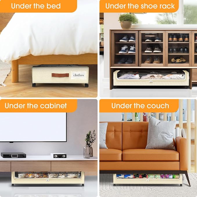 Under Bed Storage with Wheels 1Pack Storage Containers with Clear Window | - Image 7