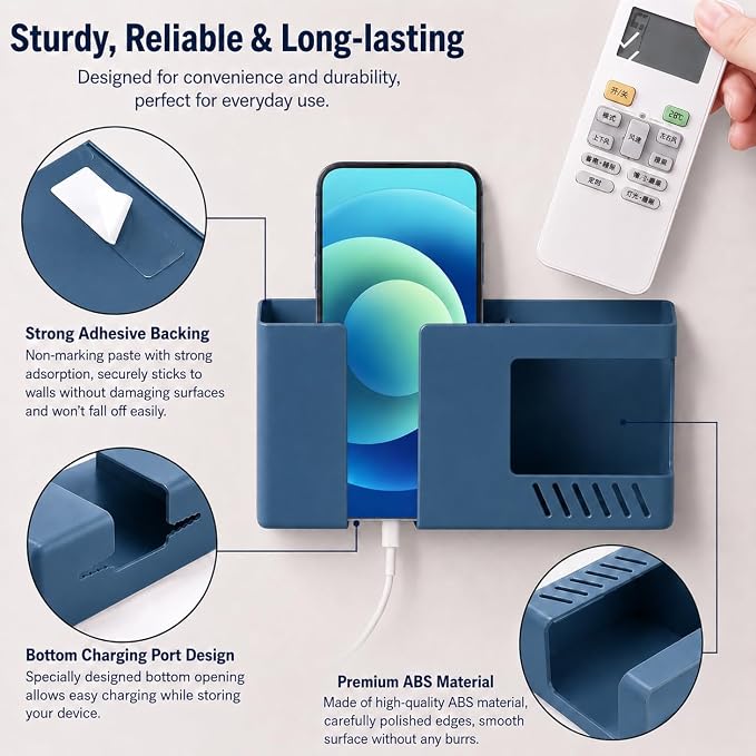 Strong Adhesive Wall Mount Phone Holder D3 Punch-Free Bedside Phone Shelf - Image 3