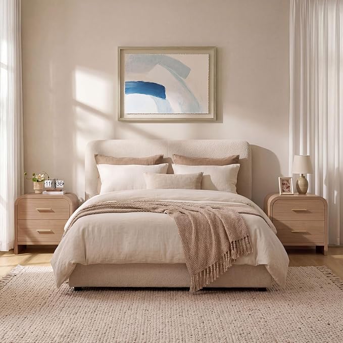 Night Stand, 2-Drawer | Nightstand 24" H Metal Handle Modern Bedside Table Side - Image 9