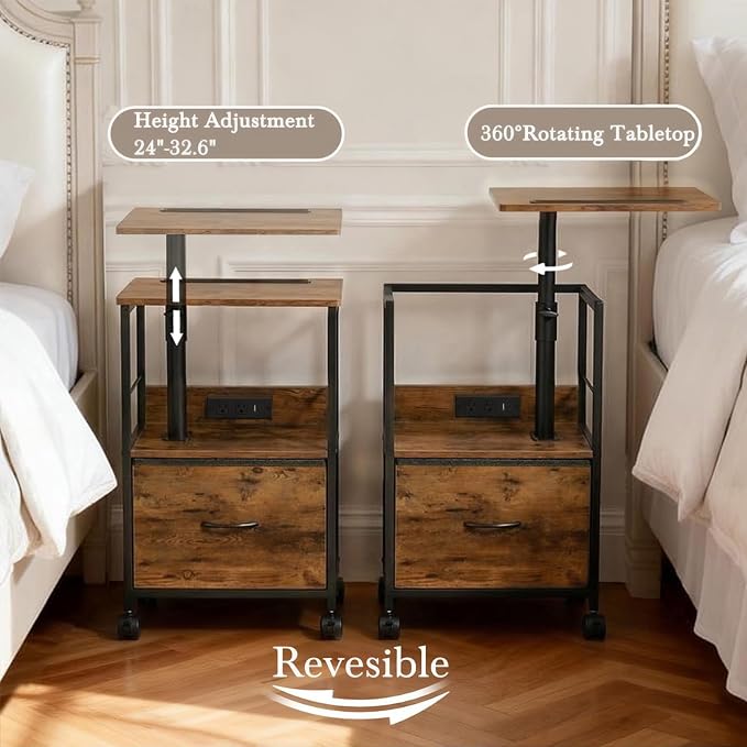 Faesun Swivel Lift Top Nightstand - Image 3