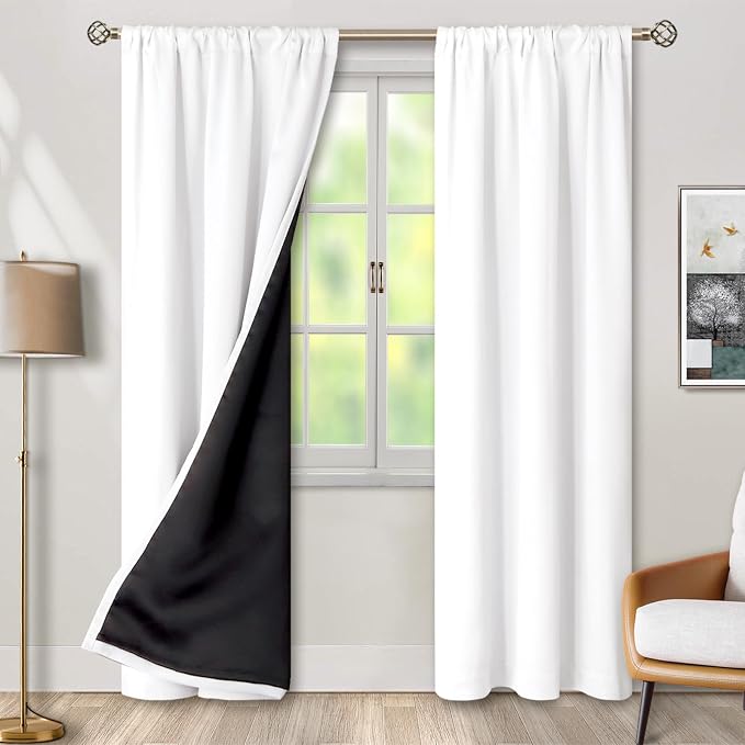 BGment Pure White 100% Blackout Curtains - Image 2