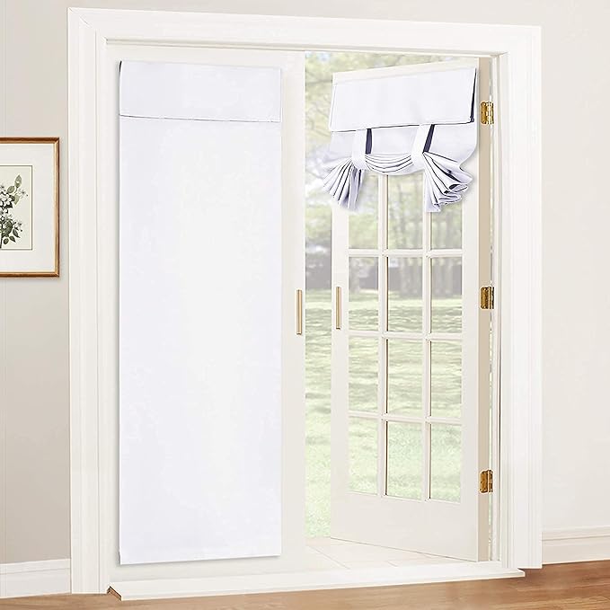 RYB HOME French Door Curtain, No Drill, W26 x L69, Pure White, 1 Panel | Self by RYBHOME