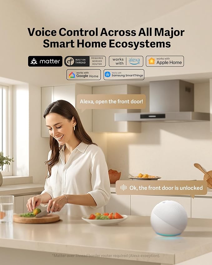 Lockin Veno Smart Lock, Palm Vein Recognition, Built-in Wi‑Fi, Palm Vein & Fingerprint Unlock, Keyless Front Door Entry, App Control, Auto‑Lock, Anti‑Peep PIN, 7‑Month Battery, IP65 Waterproof