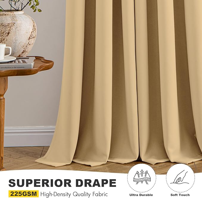 MIULEE Blackout Curtains for Bedroom 2 Panels 40 x 72 Inch Long Gold | Thermal - Image 5