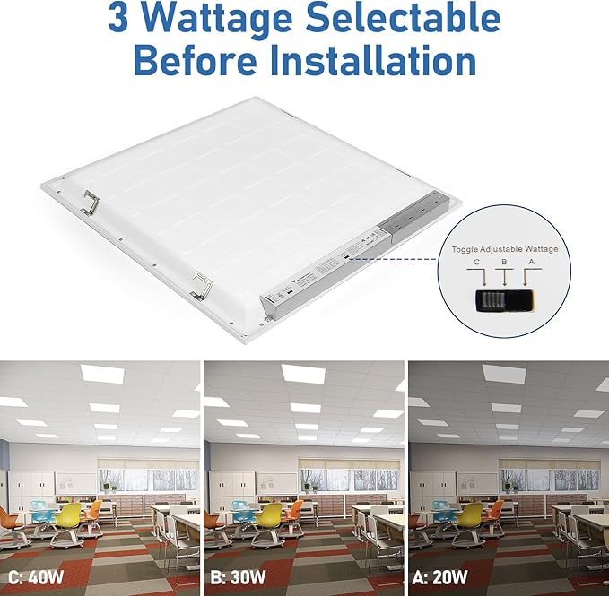 CycevSun 4-Pack 2x2 LED Flat Panel Light Drop Ceiling, 0-10V Dimmable, 40W, 4400LM, 3CCT 3000K/4000K/5000K Selectable, 100-277V, ETL Listed, 5-Year Service