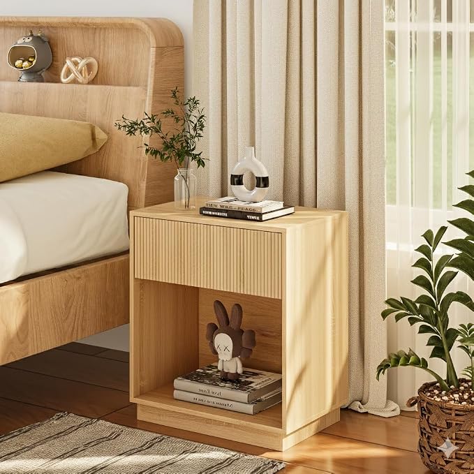 Fluted Nightstands Set of 2, Modern Bedside Table - Image 4